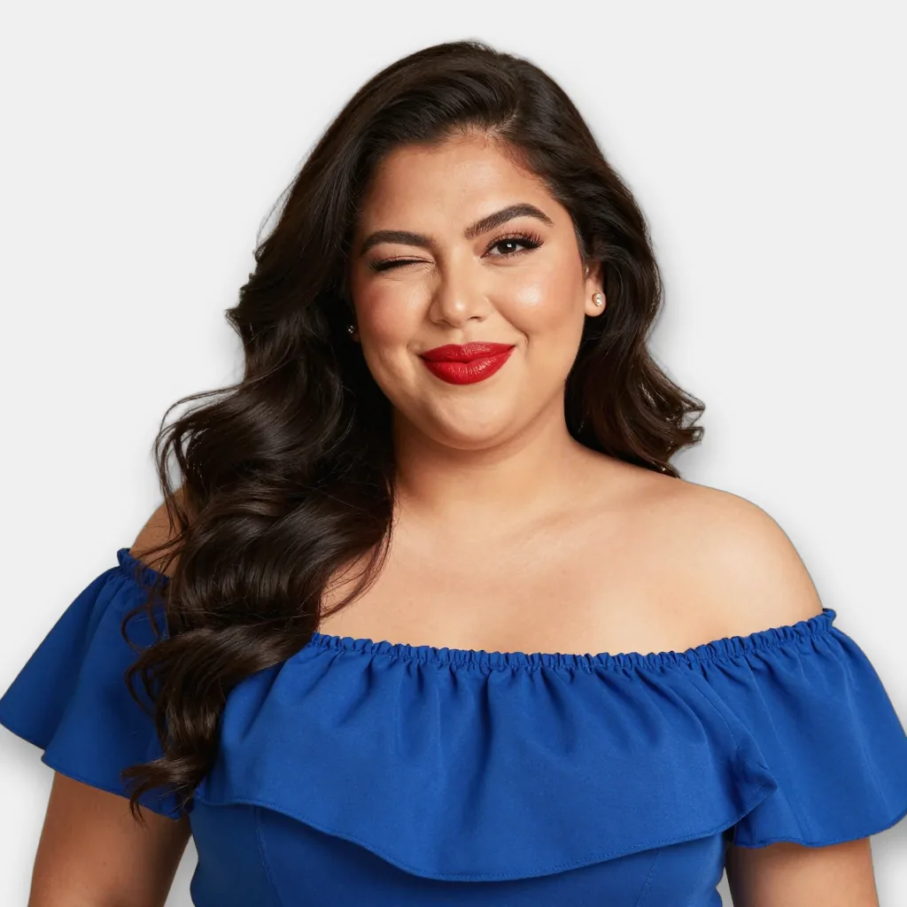 Noor, off-shoulder dress, an AI-generated on-model image by ImagePipeline